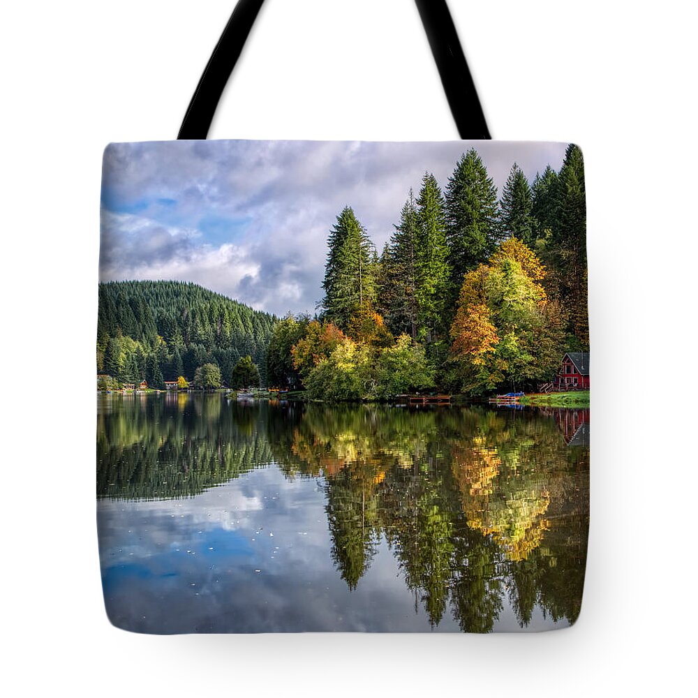 Tree Tote Bag featuring the photograph Fall Color Reflections by Loyd Towe Photography