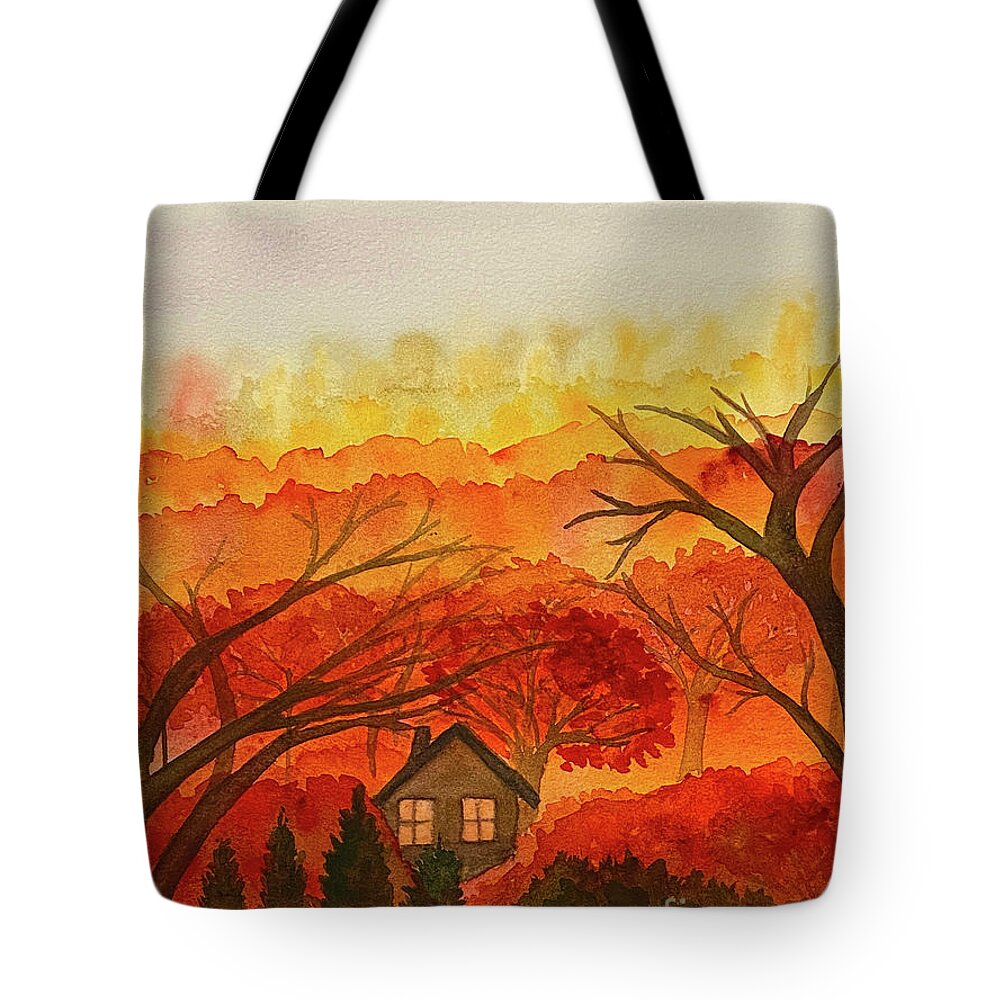 Fall Colors Tote Bag featuring the painting Fall Colors by Lisa Neuman
