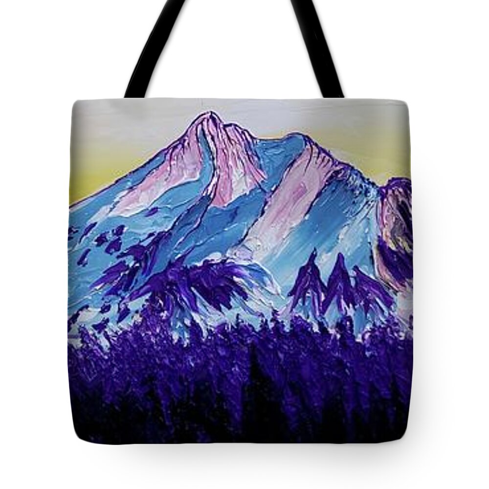 Tote Bag featuring the painting Fall Colors Of Mount Shasta by James Dunbar