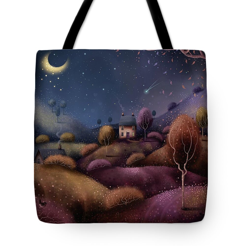 Autumn Art Tote Bag featuring the painting Fall Cottage by Joe Gilronan