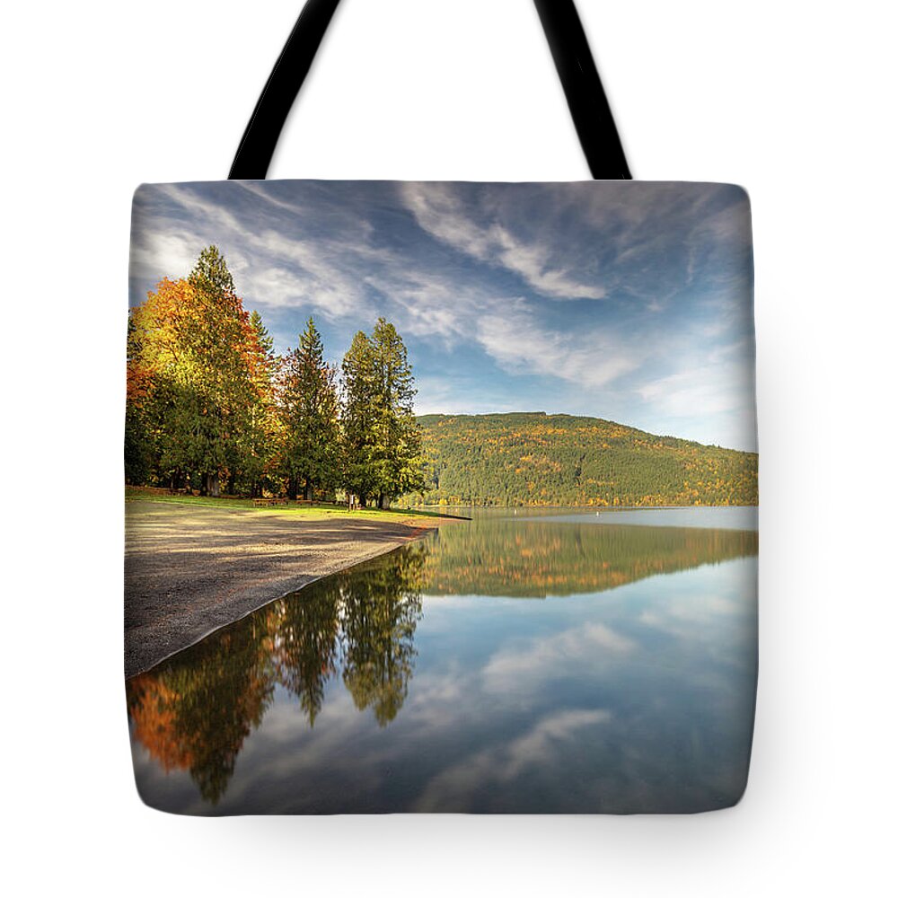 Cultus Lake Tote Bag featuring the photograph Fall morning at Cultus Lake by Pierre Leclerc Photography