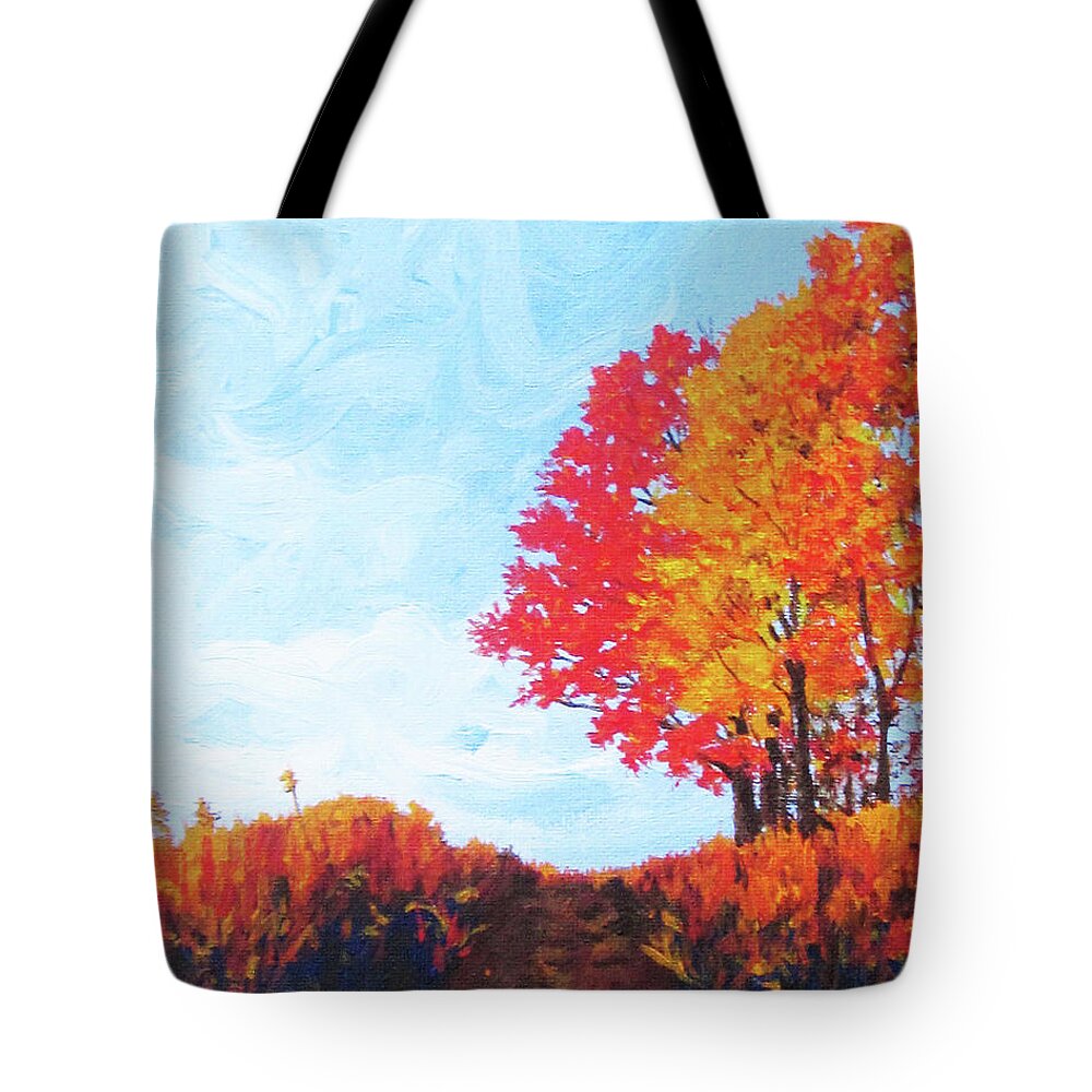 Fall Tote Bag featuring the painting Fall Trees by Anne Marie Brown
