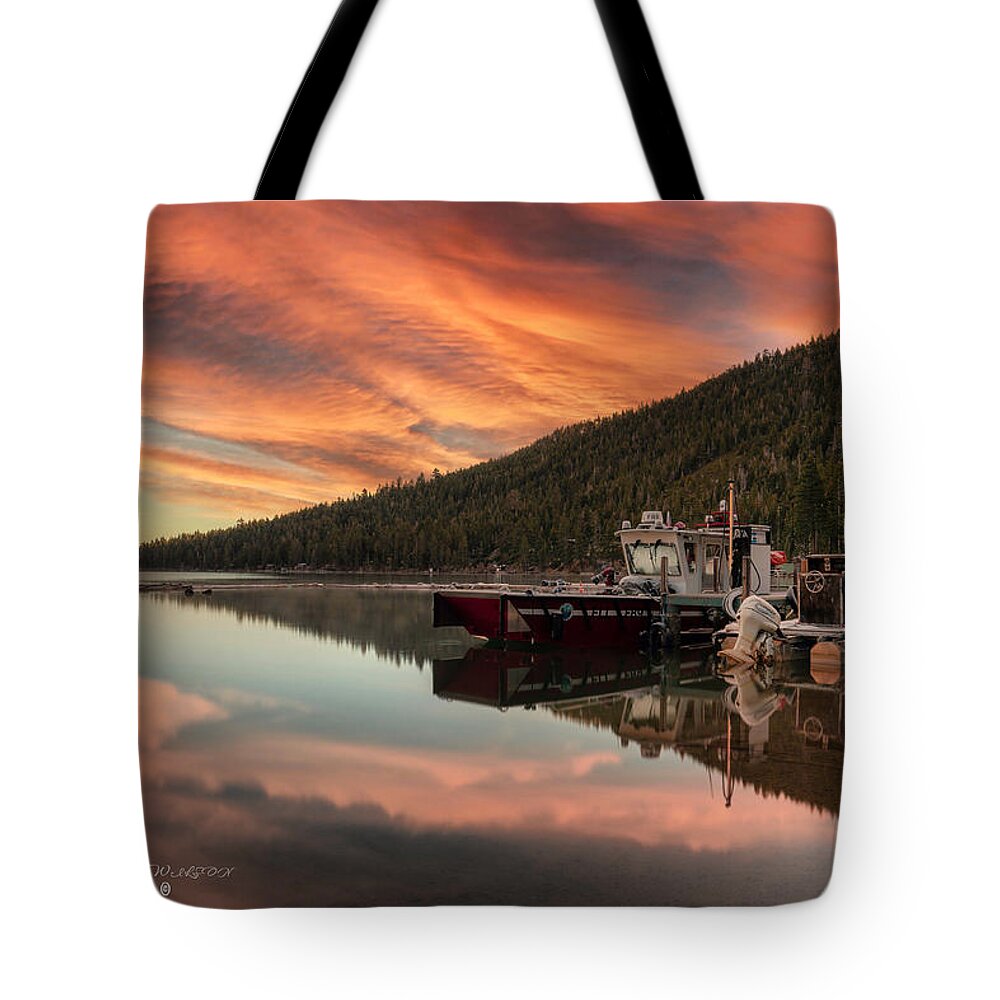 Sunrise Tote Bag featuring the photograph Fallen leaf lake sunrise by Devin Wilson