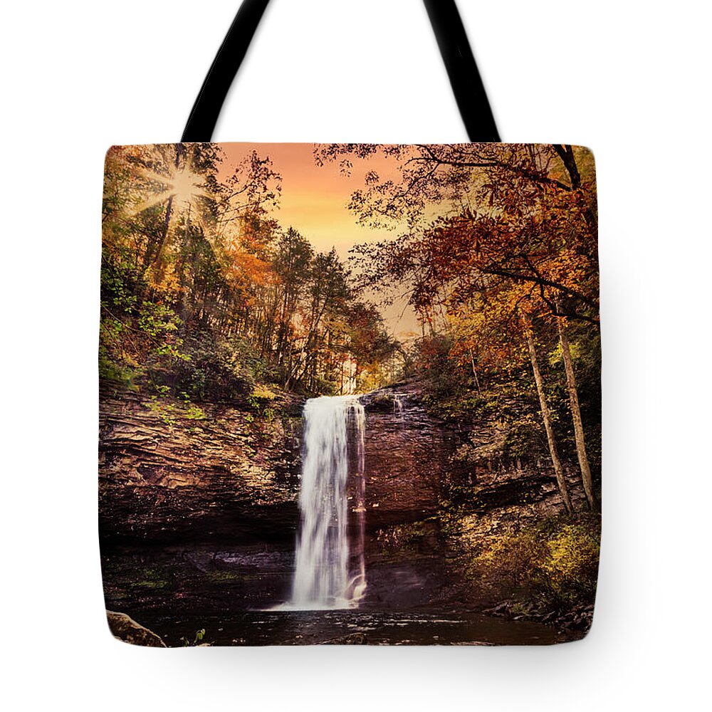 Cherokee Tote Bag featuring the photograph Falling into Sunrise Autumn Pools by Debra and Dave Vanderlaan