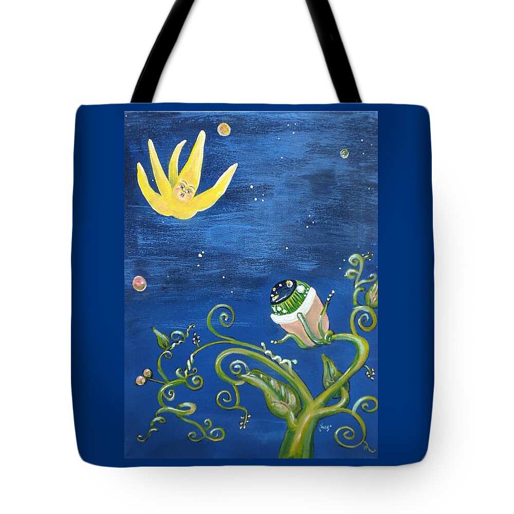 Surreal Tote Bag featuring the painting Falling Star and Venus Eyesnap by Vicki Noble