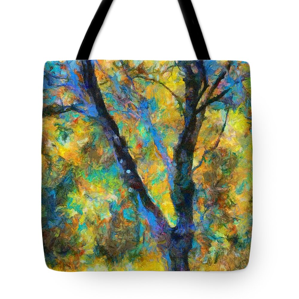 Fall Tote Bag featuring the mixed media Fallscape by Christopher Reed