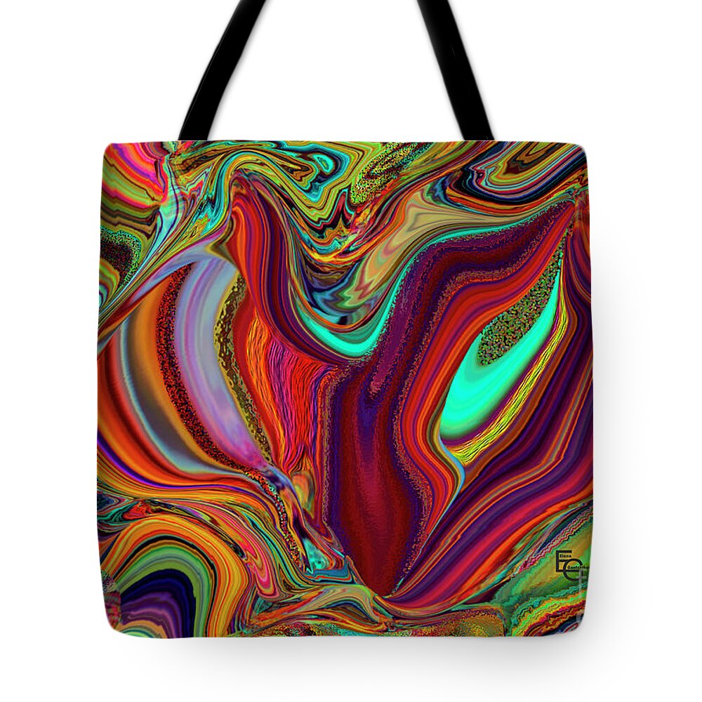 Expressionism Tote Bag featuring the mixed media Fantasy 08.03.2023 by Elena Gantchikova
