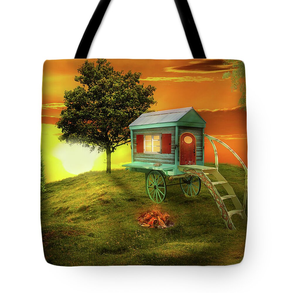 Gypsy Tote Bag featuring the photograph Fantasy - Gypsy Life by Mike Savad
