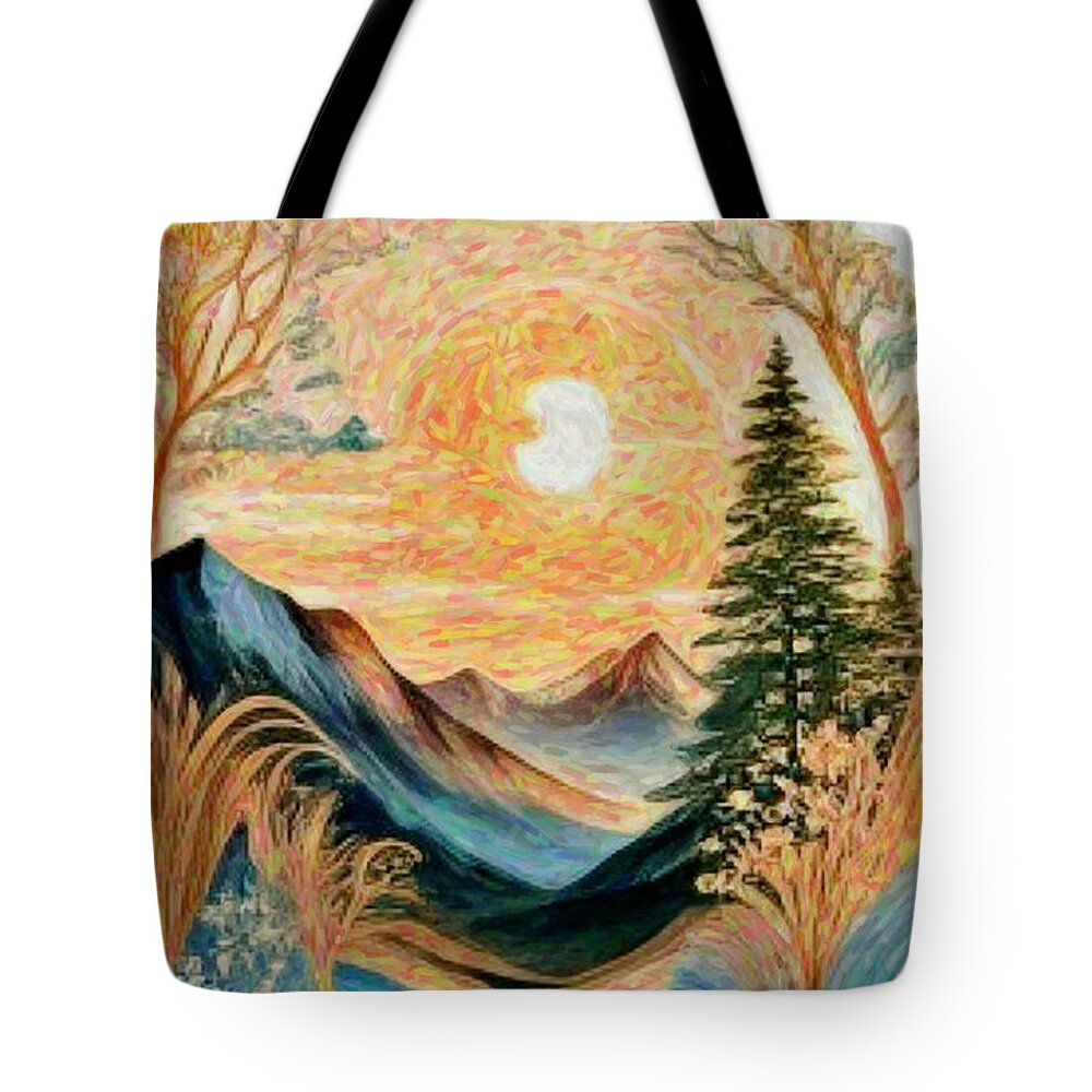Abstract Tote Bag featuring the painting Fantasy landscape 6 by Digitly
