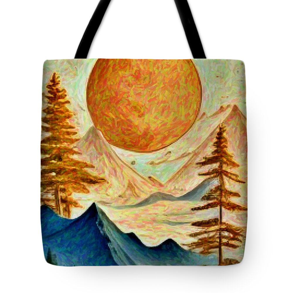 Abstract Tote Bag featuring the painting Fantasy landscape 7 by Digitly