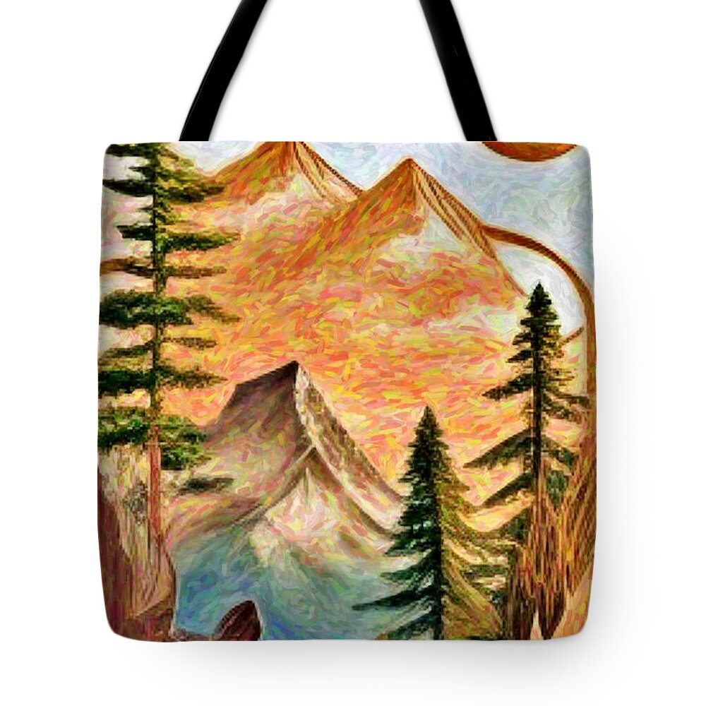 Abstract Tote Bag featuring the painting Fantasy landscape 8 by Digitly