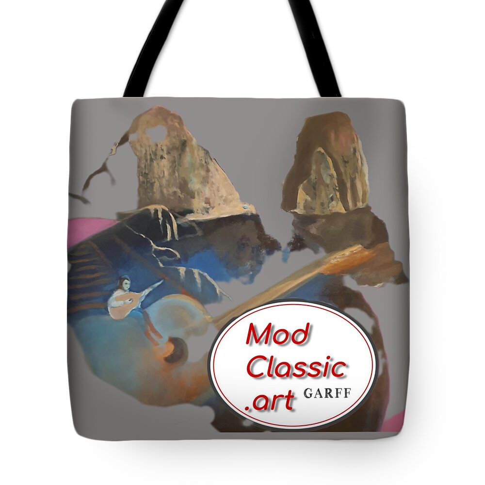 Guitars Tote Bag featuring the painting Faraglioni Serenade ModClassic Art Style by Enrico Garff