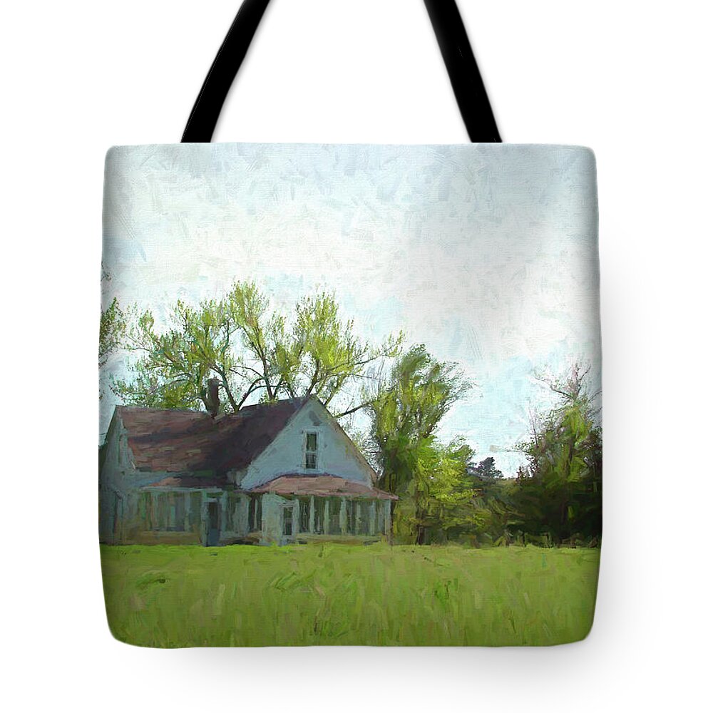 Farmhouse Tote Bag featuring the digital art Farmhouse Painted by Cathy Anderson