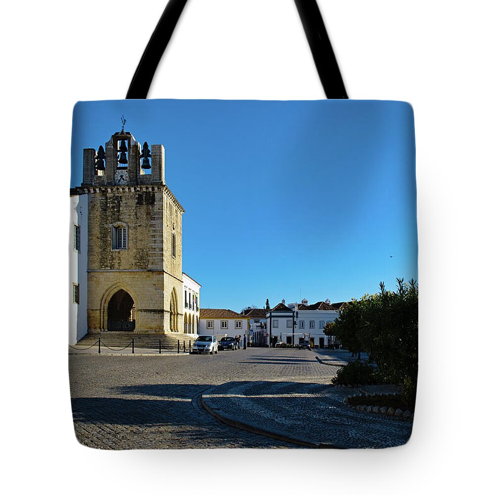 Faro Tote Bag featuring the photograph Faro old town center. Algarve Portugal by Angelo DeVal