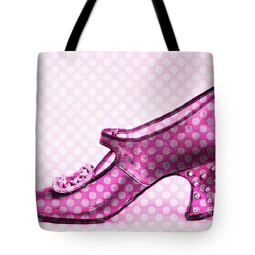 Fashion Tote Bag featuring the photograph Fashion Vintage Shoe Polka Dots by Edward Fielding