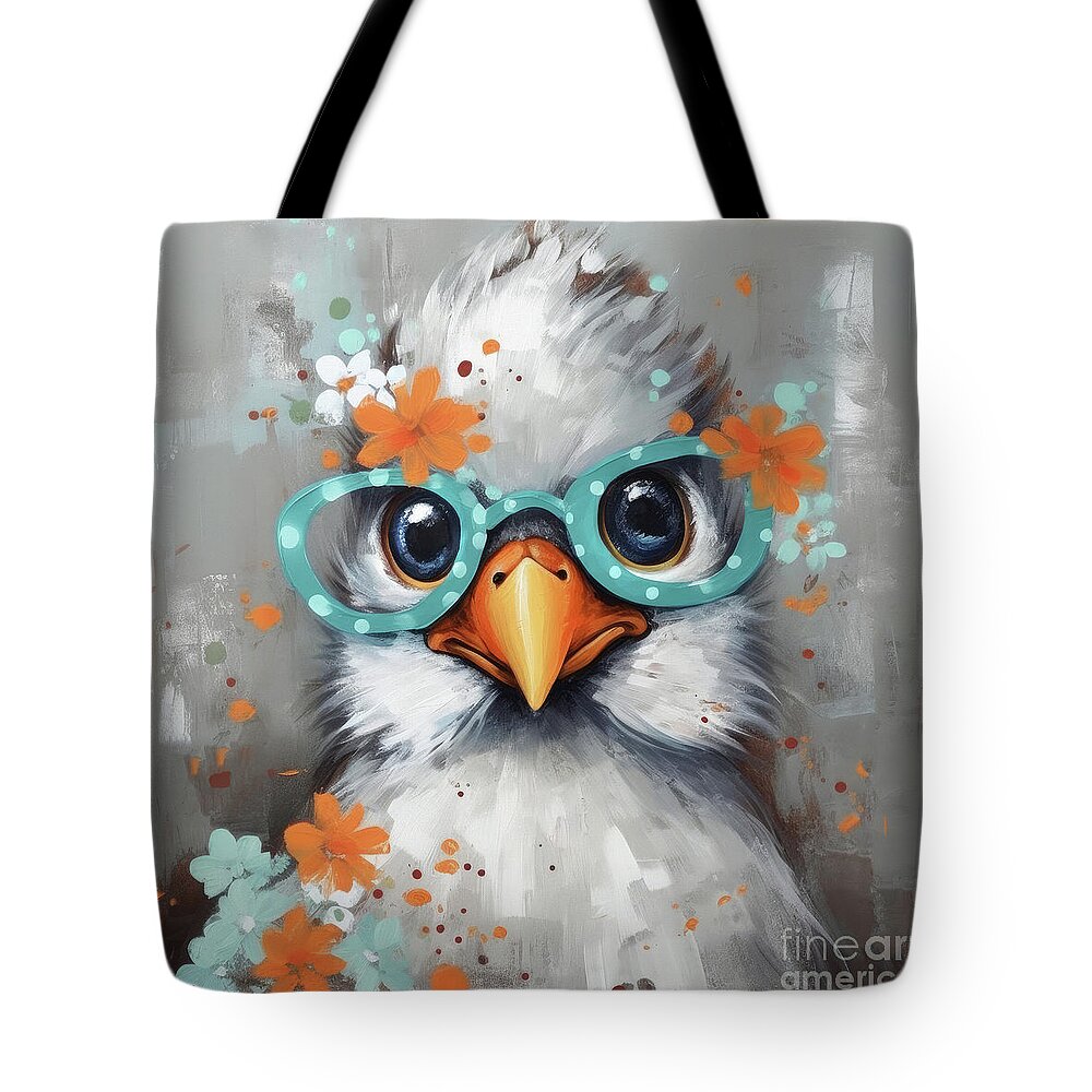 Chicken Tote Bag featuring the painting Fashionable Fannie by Tina LeCour