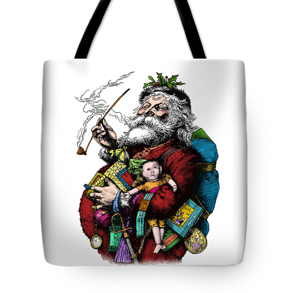Santa Tote Bag featuring the digital art Father Christmas by Madame Memento