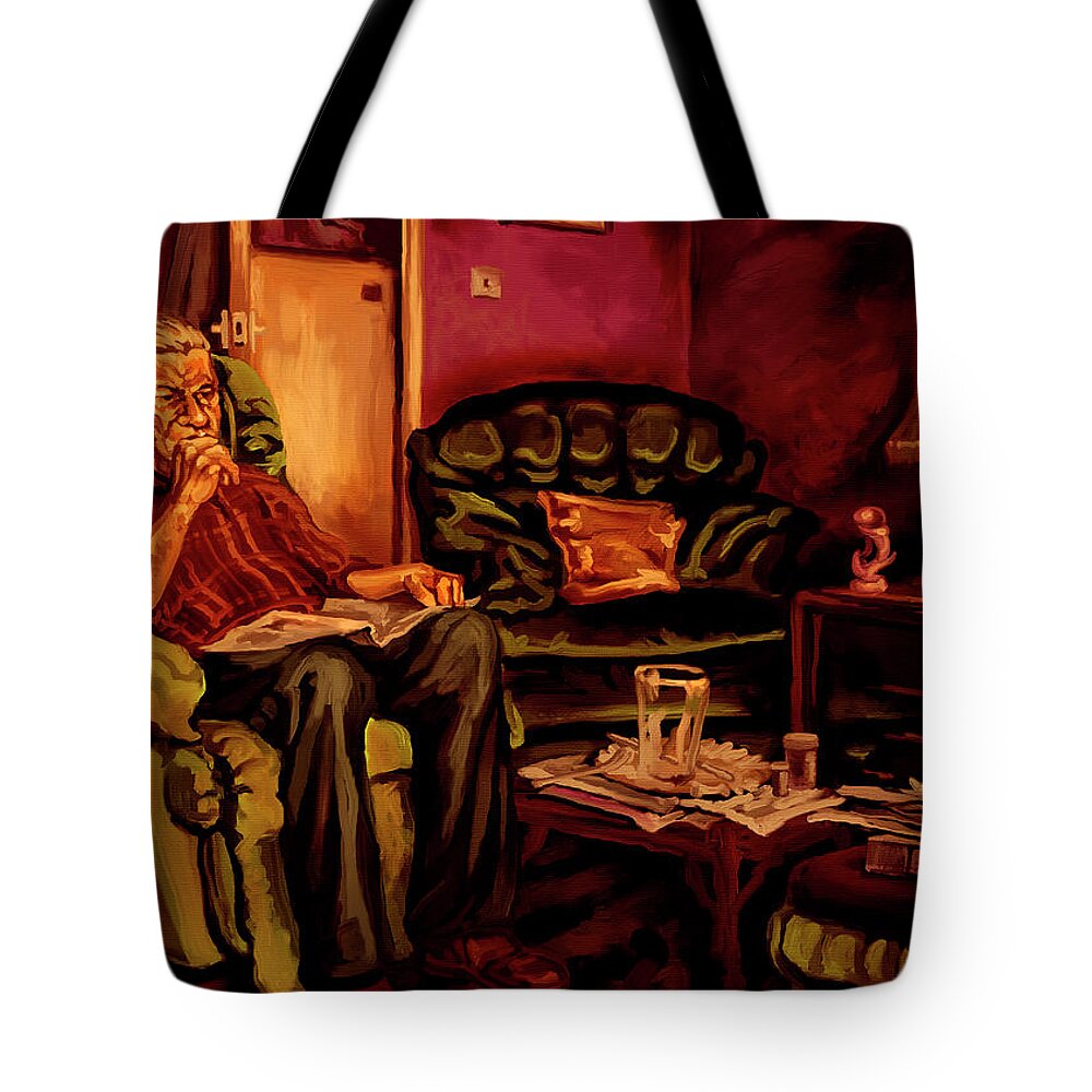 Dad Tote Bag featuring the painting Father's Day by Hans Neuhart
