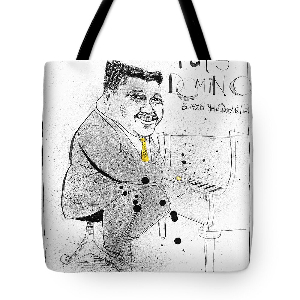  Tote Bag featuring the drawing Fats Domino by Phil Mckenney