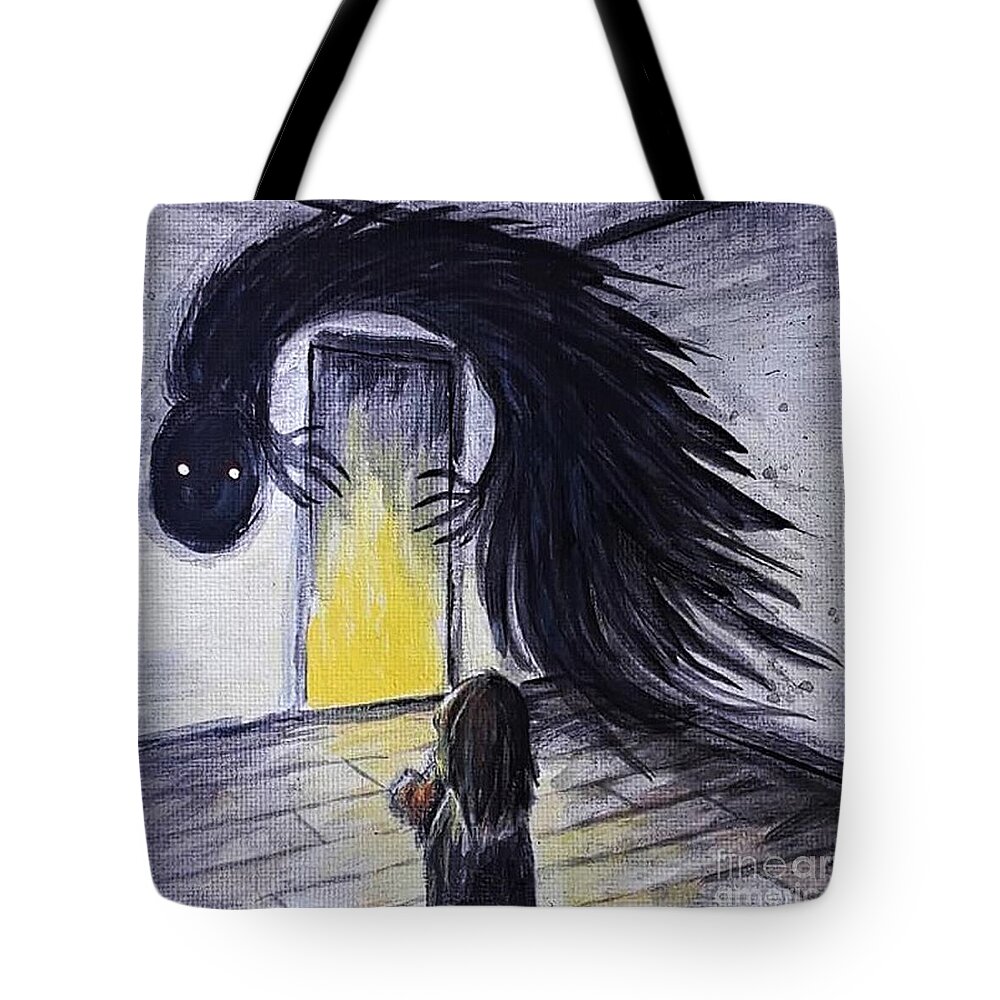 Fear Tote Bag featuring the painting Fear by April Reilly