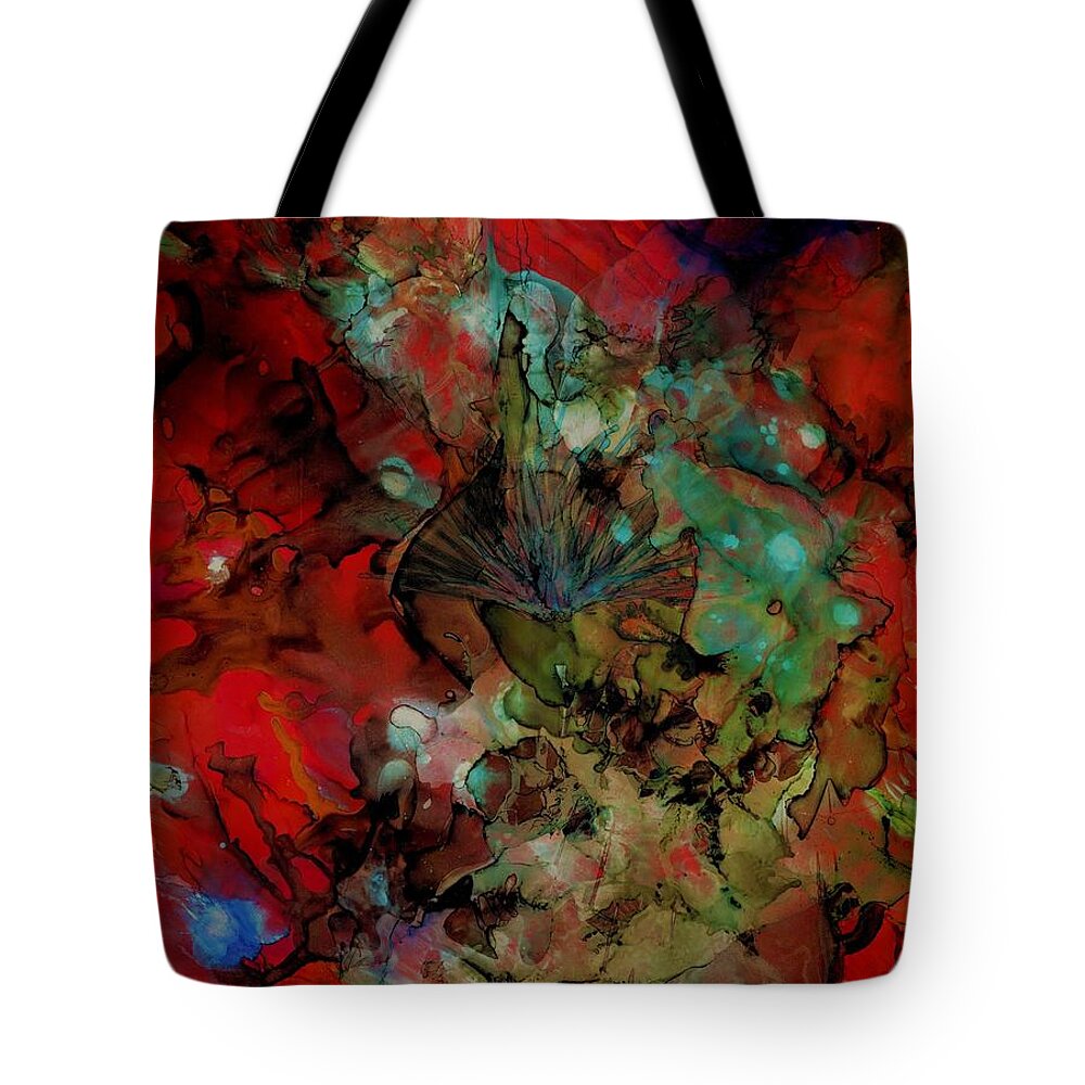 Alcohol Ink Tote Bag featuring the painting Fearless by Angela Marinari