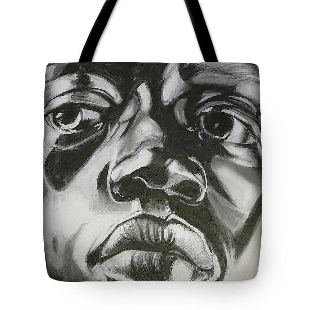 Charcoal Drawing Tote Bag featuring the painting FearLess by Bryon Stewart