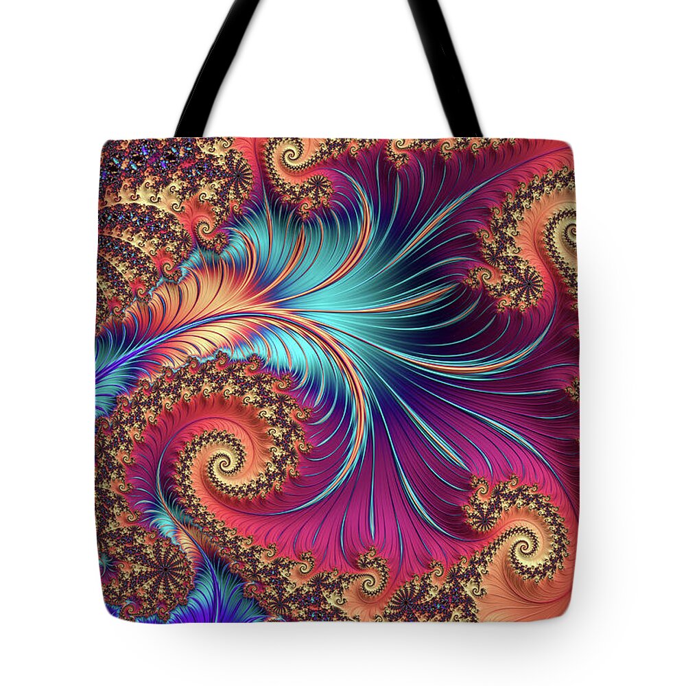 Abstract Tote Bag featuring the digital art Feather Play by Manpreet Sokhi