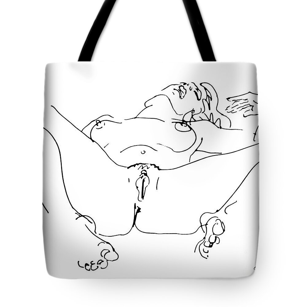 Female Erotic Drawings Tote Bag featuring the drawing Female Erotic Drawings 3 by Gordon Punt