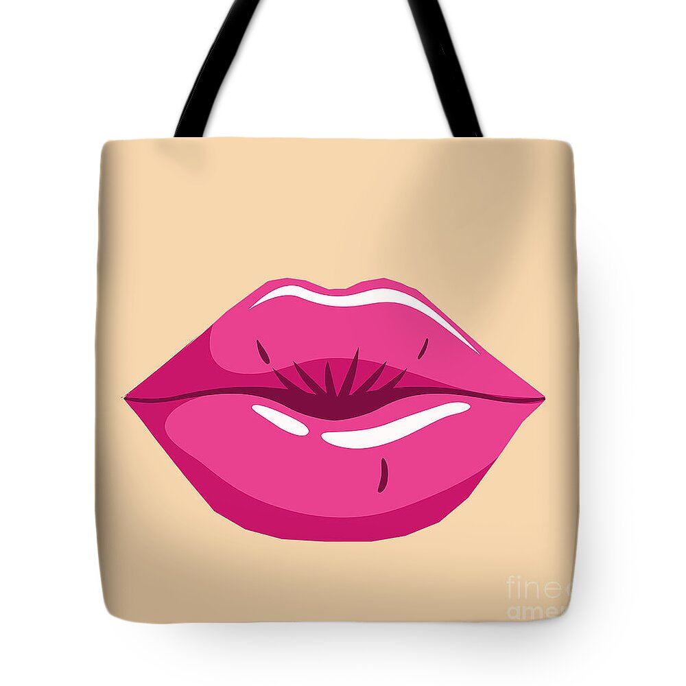 Female Woman Girl Lips Pop Style Lipstick Tote by Noirty Designs Pixels