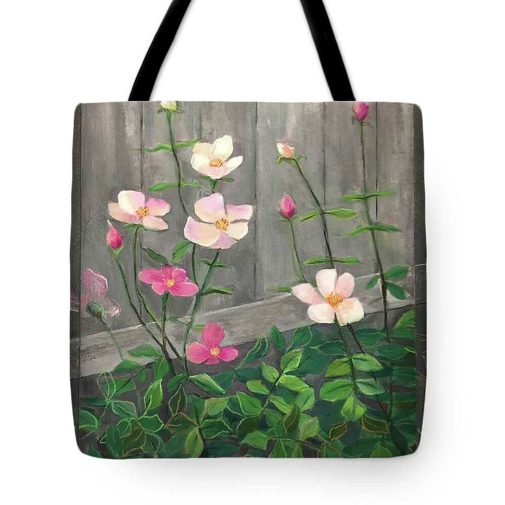Landscape Tote Bag featuring the painting Fence on Fence 1 by Melanie Lewis