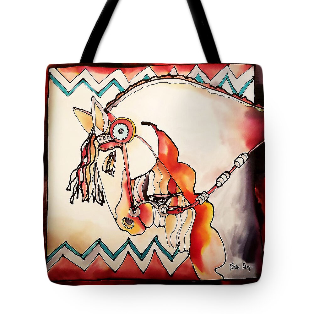 Horse Tote Bag featuring the painting Festive horse by Karla Kay Benjamin