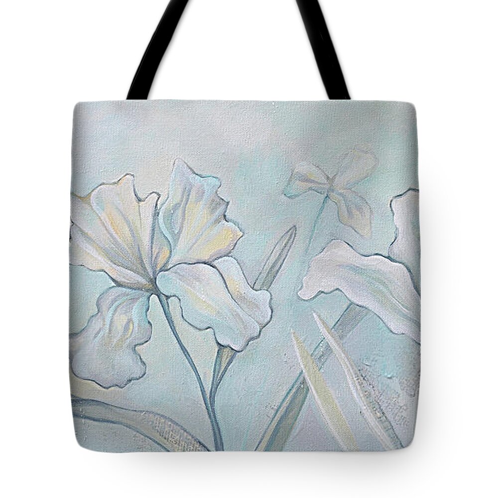 Iris Tote Bag featuring the painting Field of Whispers II by Shadia Derbyshire
