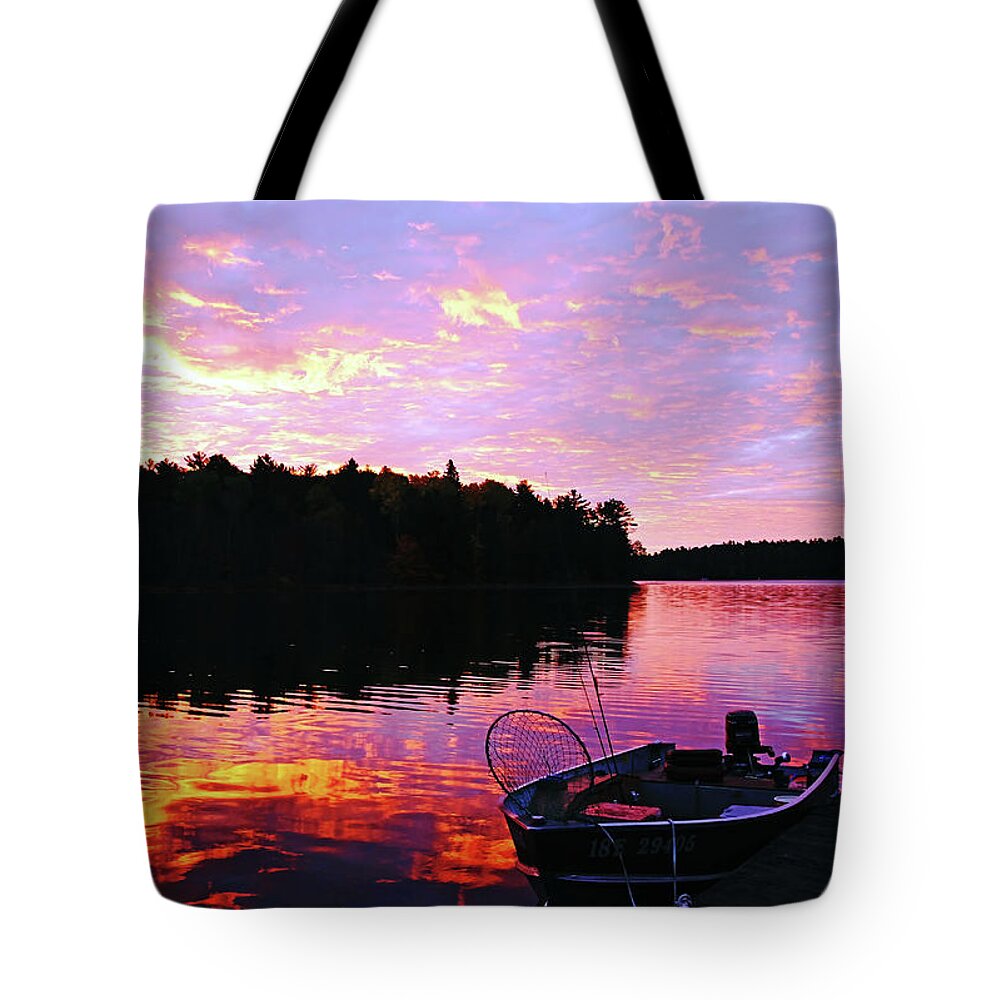 Wolseley Bay Tote Bag featuring the photograph Fiery Dawn by Debbie Oppermann