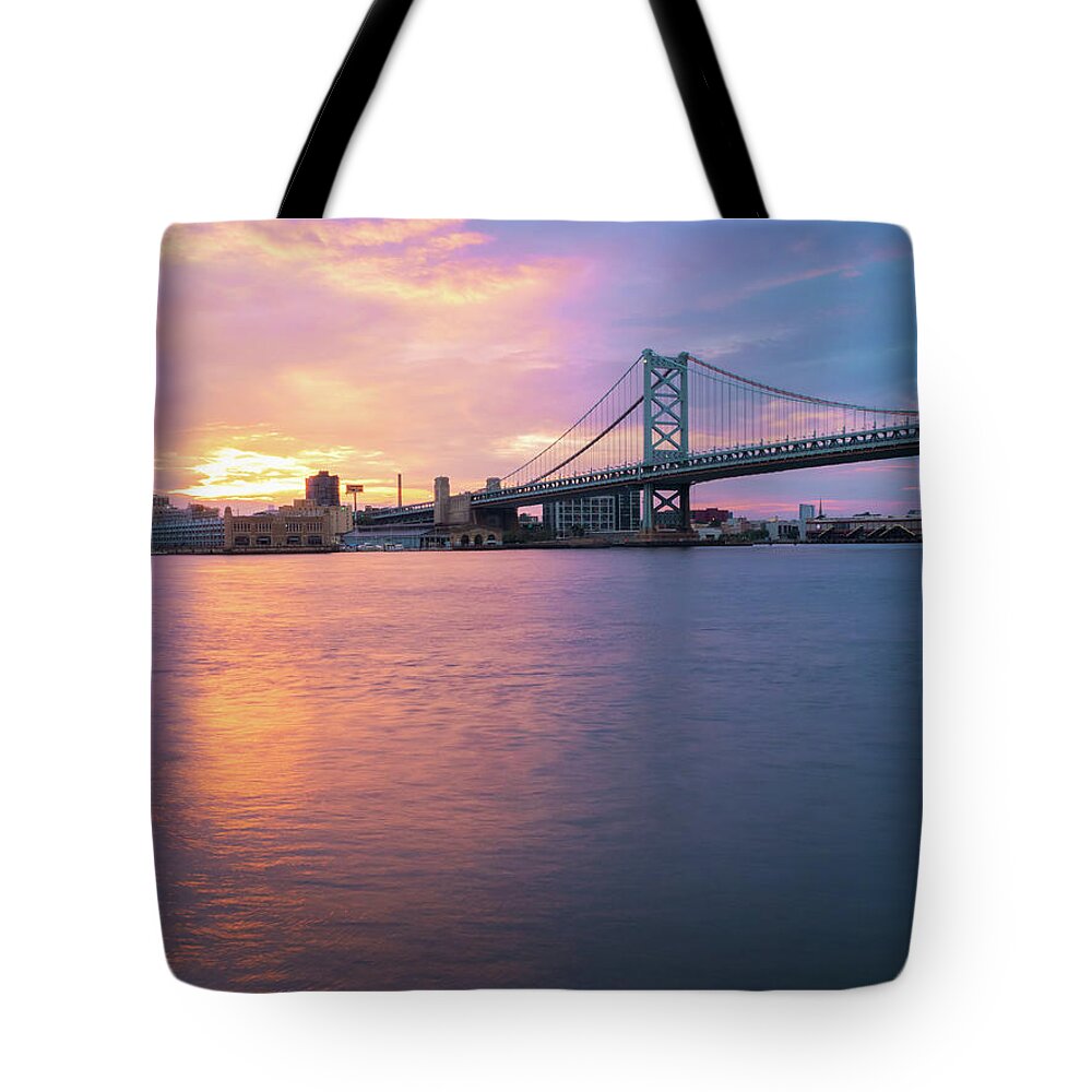 Bridge Tote Bag featuring the photograph Fiery Sunset Over The Ben Vertical by Kristia Adams