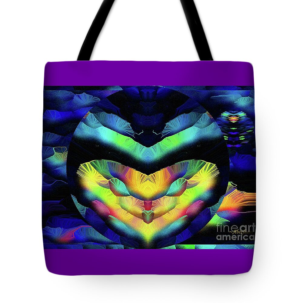 Existential Tote Bag featuring the painting Finding Shelter in a Circle of Gratitude Number 2 Existential Heartbeat by Aberjhani