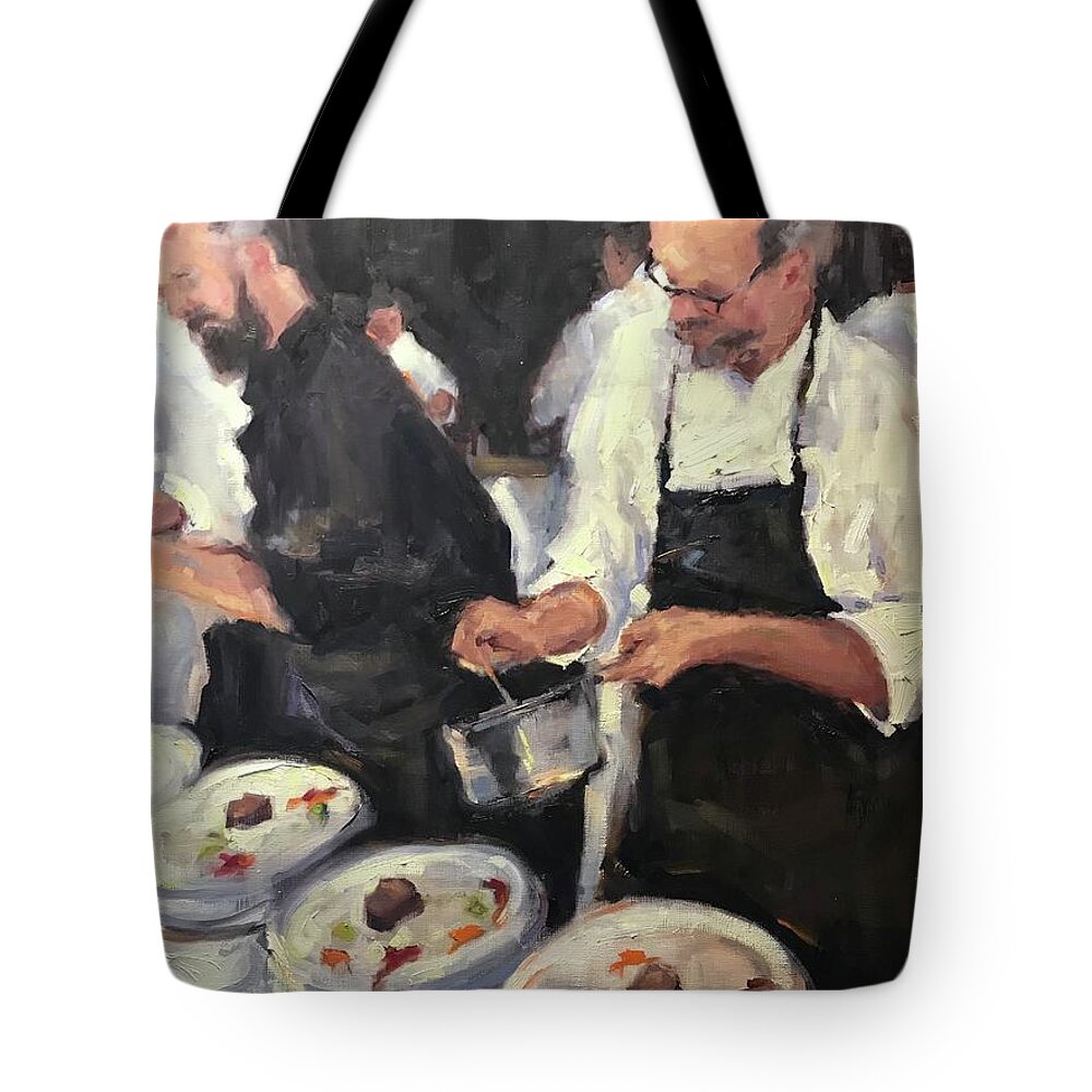 Chefs Tote Bag featuring the painting Fine Cuisine by Ashlee Trcka