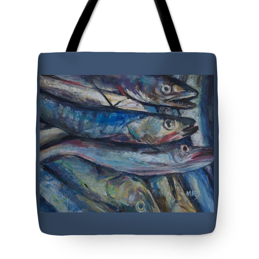 Fish Tote Bag featuring the painting Fine kettle of fish by Walt Maes