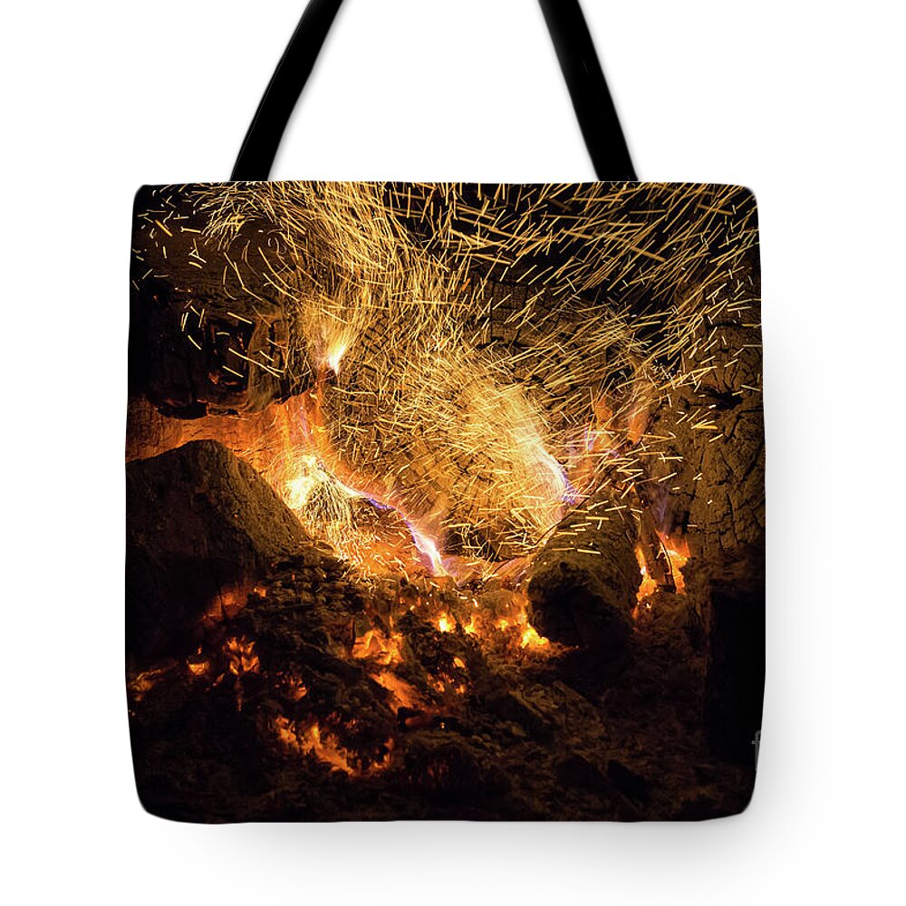 Fire Tote Bag featuring the photograph Fire and flames 2 by Adriana Mueller