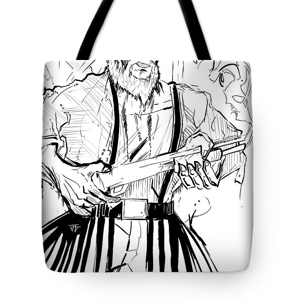 Fire Beard Ink Tote Bag featuring the painting Bearded Bullets Ink by John Gholson