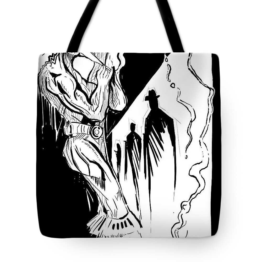 Fire Bird Ink Tote Bag featuring the painting ZIPMAZE Ink by John Gholson