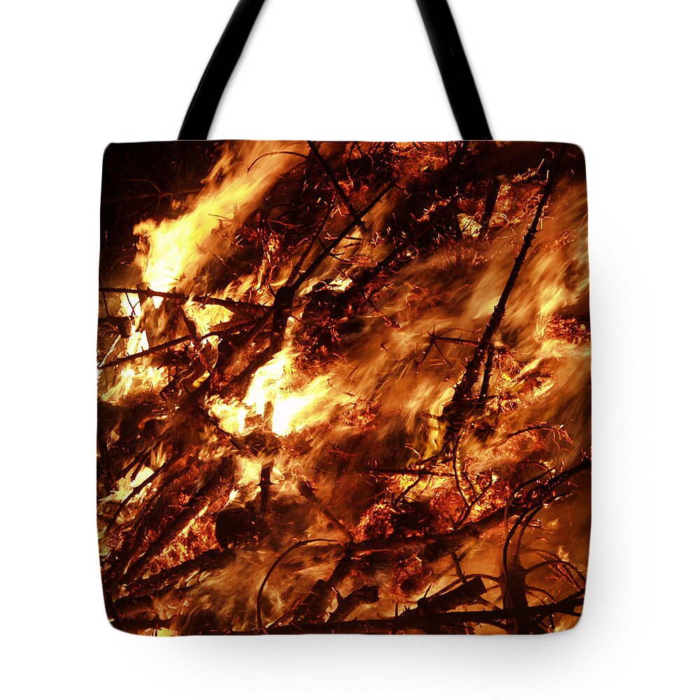 Photography Tote Bag featuring the photograph Fire Blaze by Luc Van de Steeg