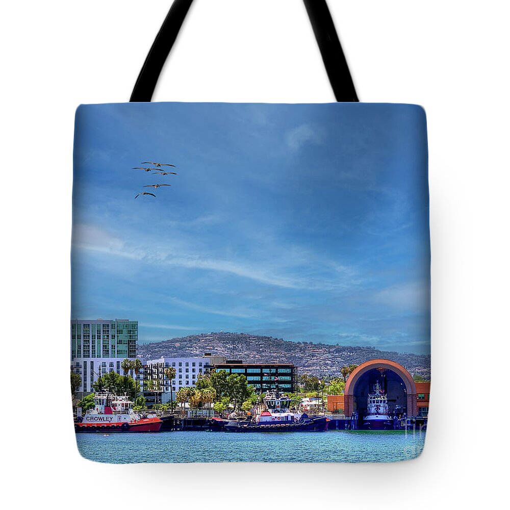 Fire Boats San Pedro Tote Bag featuring the photograph Fire Boats San Pedro by David Zanzinger