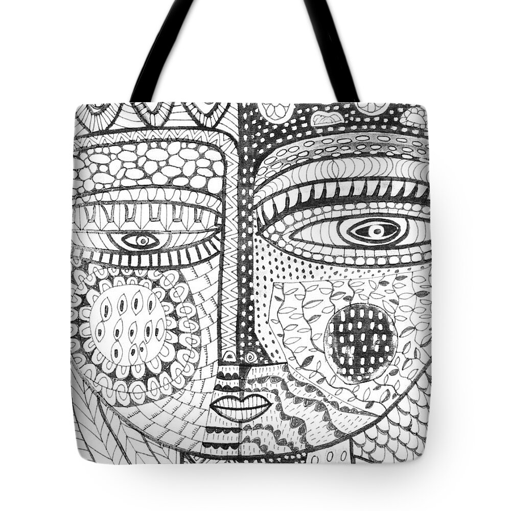 Coloring Tote Bag featuring the painting Fire Volcano Goddess Coloring Page by Sandra Silberzweig