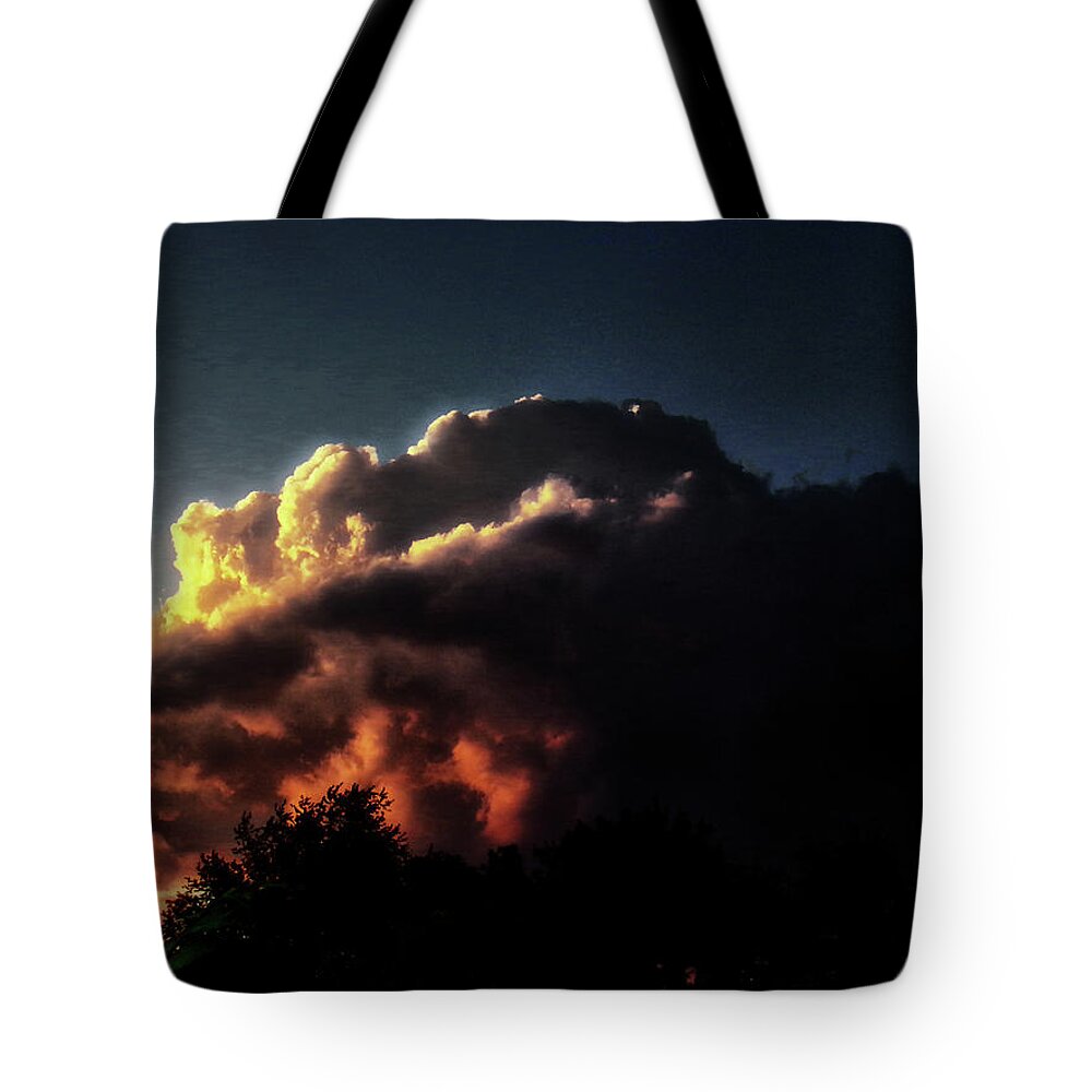 Sunset Tote Bag featuring the photograph Fire in the Sky by Christopher Reed