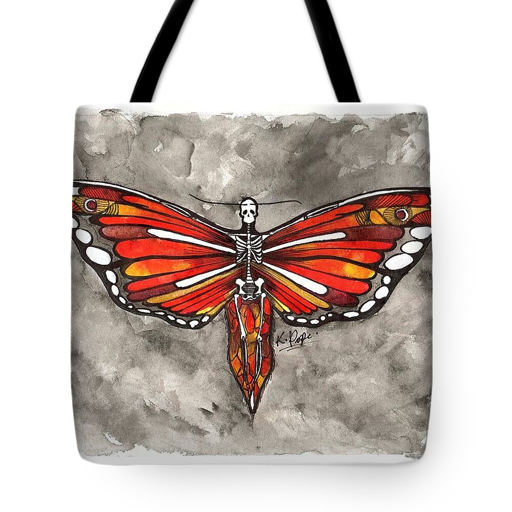 Fire Tote Bag featuring the painting Fire Skeleton Fairy by Kenneth Pope