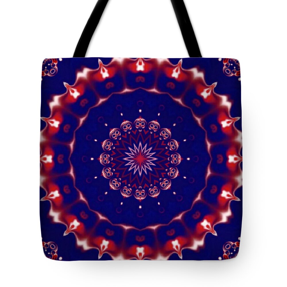 Red Tote Bag featuring the digital art Fire Visions by Designs By L