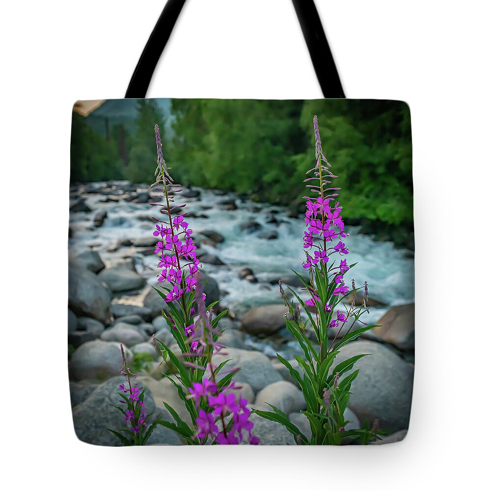 Alaska Tote Bag featuring the photograph Fireweed On The Litte Su by David Downs
