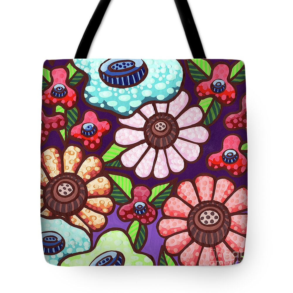 Flower Tote Bag featuring the painting Fireworks. The Color Carnival Floral Painting Series by Amy E Fraser