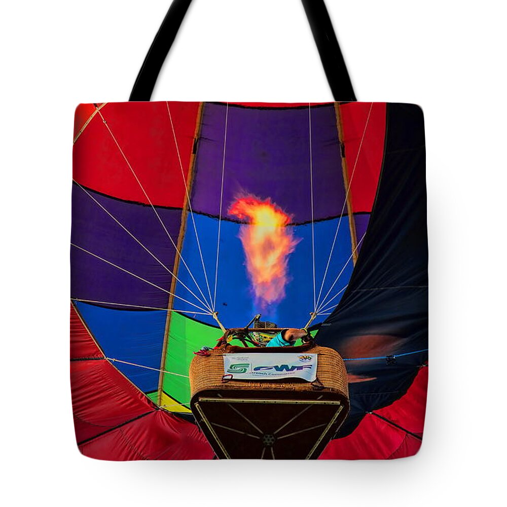 Wausau Tote Bag featuring the photograph Firing up The Big Red Balloon by Dale Kauzlaric