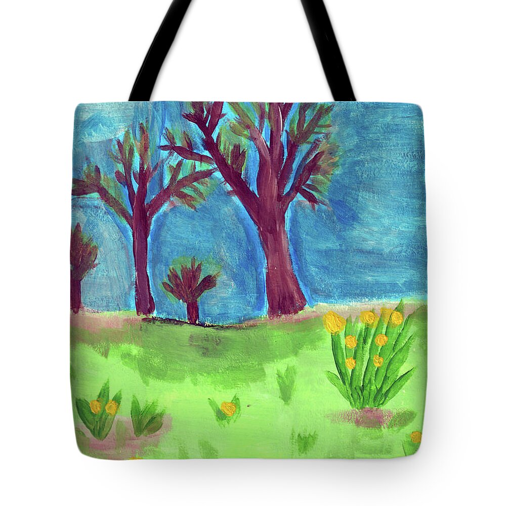 Spring Tote Bag featuring the painting First Colors of Spring by Christopher Reed